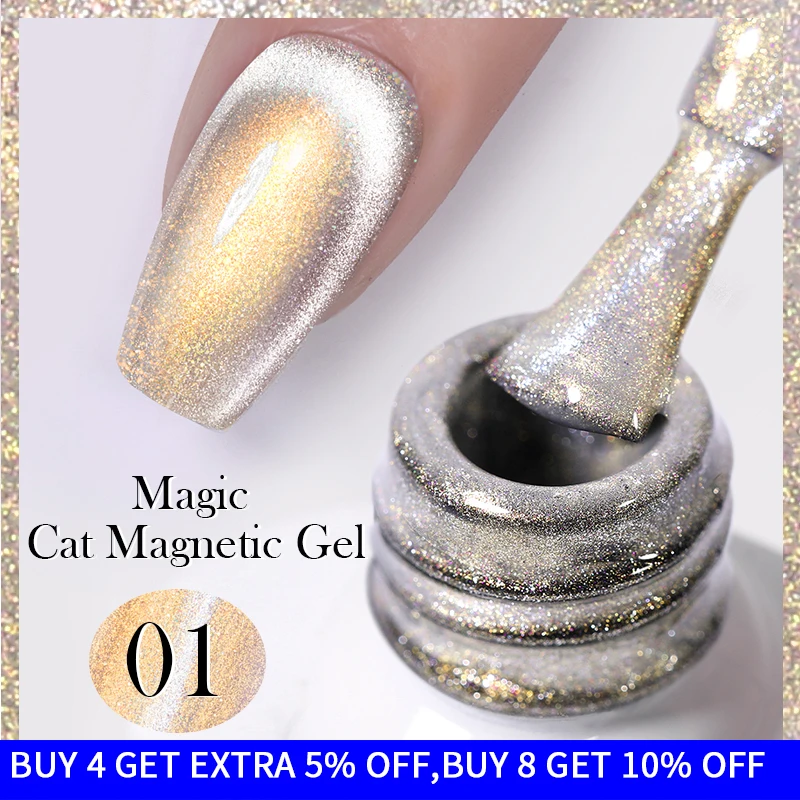 BORN PRETTY Magic Nail Cat Magnetic Gel Nail Polish 10ml Shining Gem Crystal Stone Sea Blue Soak Off Reflective Laser Gel
