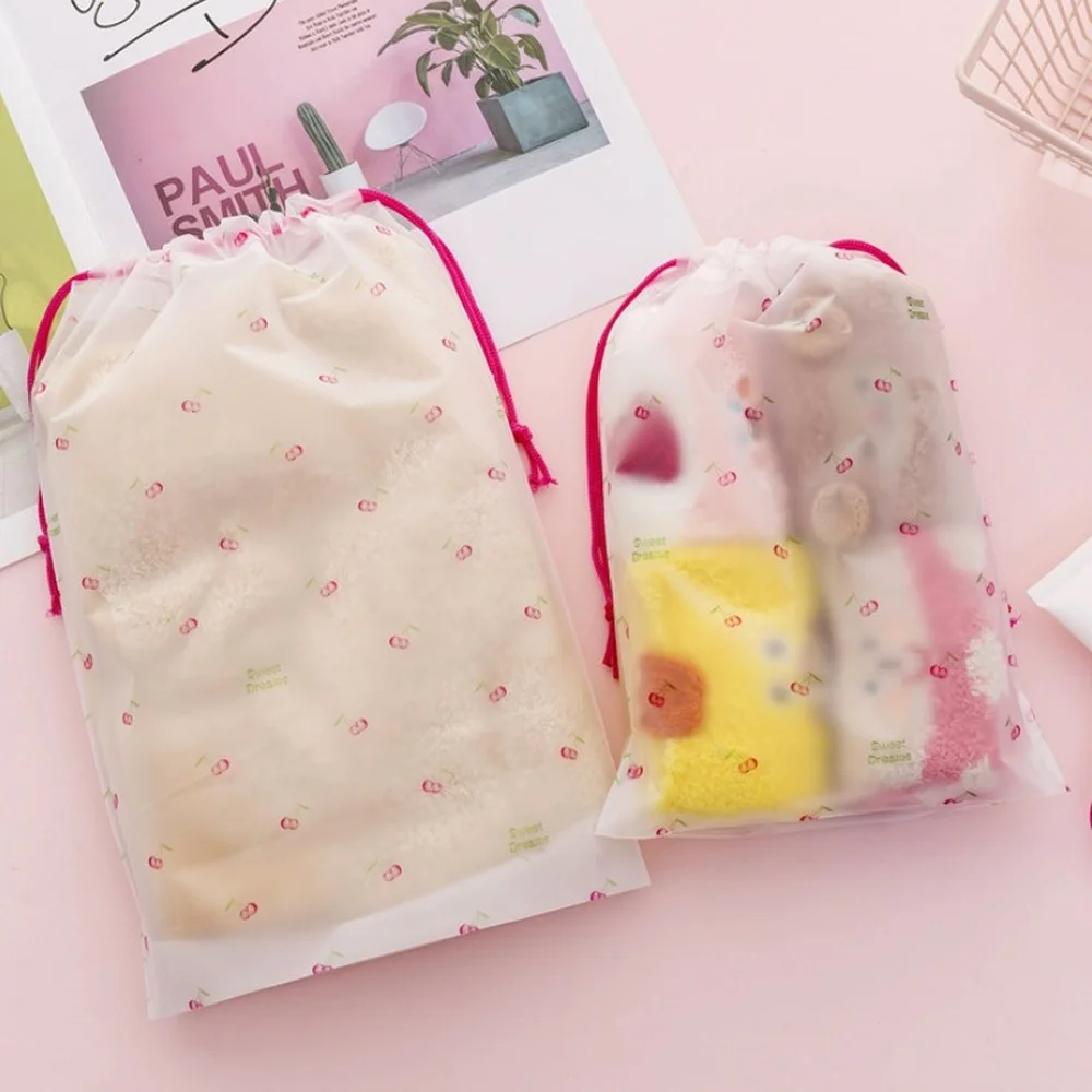 

Cosmetic Bag Travel Cherry Transparent with Drawstring Women Makeup Bag Bath Organizer Toiletry Wash Beauty Storage Bag Pouch