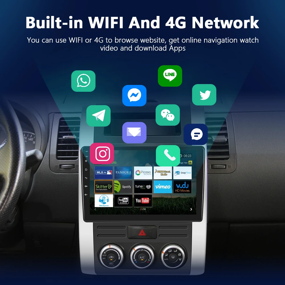 Автомагнитола Podofo для Nissan X-Trail 2 T31 2007-2015 CarPlay мультимедийный плеер HiFi GPS Din стерео DSP