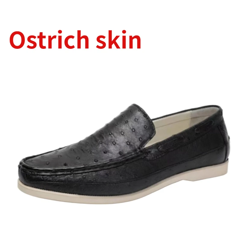 Мужские ботинки из страусиной кожи новинка весна/лето деловые удобные и дышащие