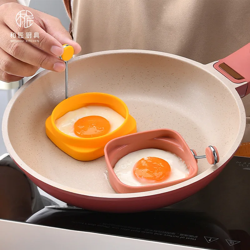 

Round Square Side Silicone Fried Egg Shaper Egg Mold DIY Breakfast Egg Pancake Rings Sandwich Kitchen Tools Utensil Baking Tools