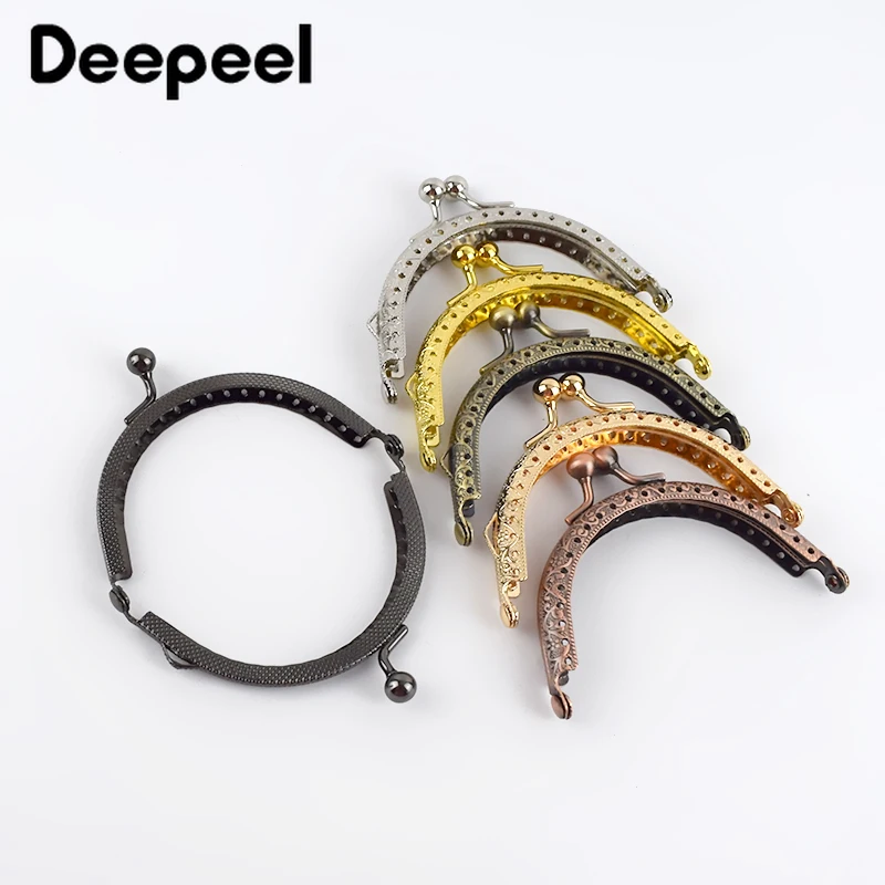 5/10pcs Deepeel 8.5cm Metal Purse Frame Handle Embossed Kiss Clasps Bag Handles Hardware DIY Sewing Brackets Luggage Accessory