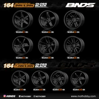 bnds 164 abs wheels rubber tires by gloss black assembly rims modified parts jdm vip style for model car vehicle 4pcs set