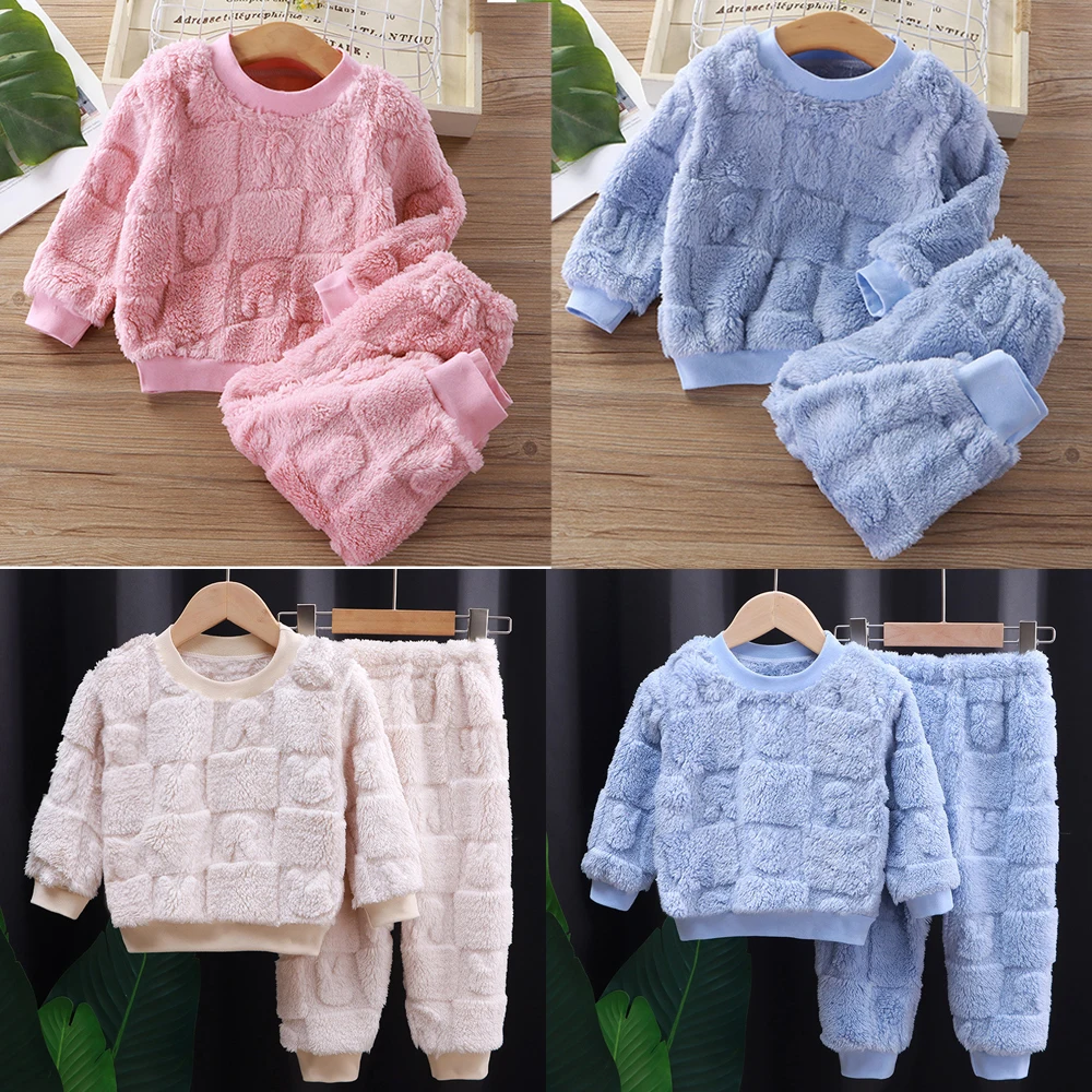 Детская фланелевая пижама для мальчиков и девочек 2-6 лет + штаны комплект из 2