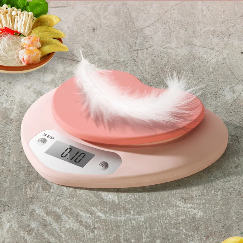 

Электронные кухонные весы, портативный цифровой прибор для измерения веса в пищевых продуктах, точный розовый, в форме сердца, максимальный вес 5 кг