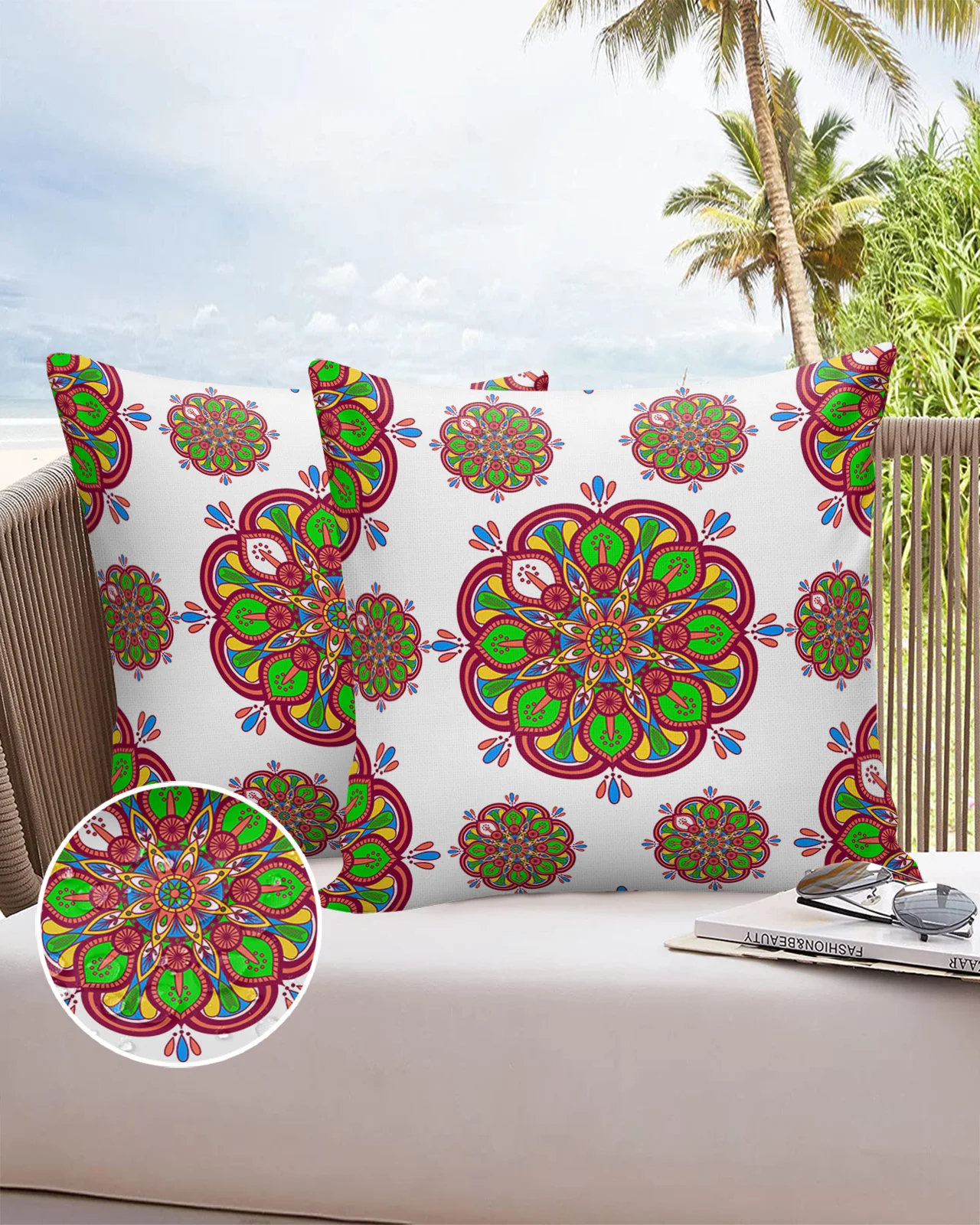 

Kaleidoscope Fancy Pattern Mandala 2/4 Pcs Pillow Cushion Cover Waterproof 40 X 40 Pillowcase 60 X 60 Cotton Linen Pillow Cases