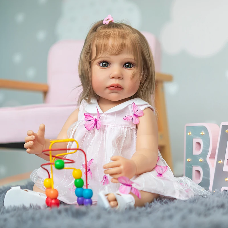 

55CM Reborn Princess Girl Doll Full Body Silicone Soft Touch Lilly Hand Detailed Painting Soft Touch Waterproof Bath Toy