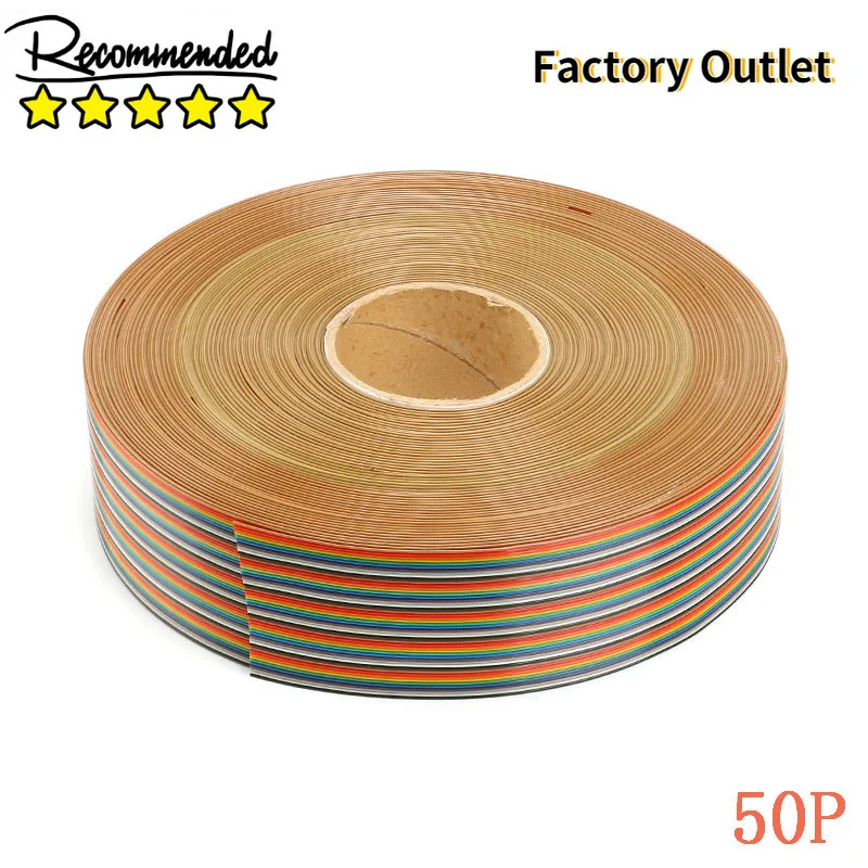 

5pcs 1.27mm Spacing Pitch 50 Way 50 Pin Flat Color Rainbow Ribbon Cable Wiring Wire Stranded Conductor For PCB DIY 50P