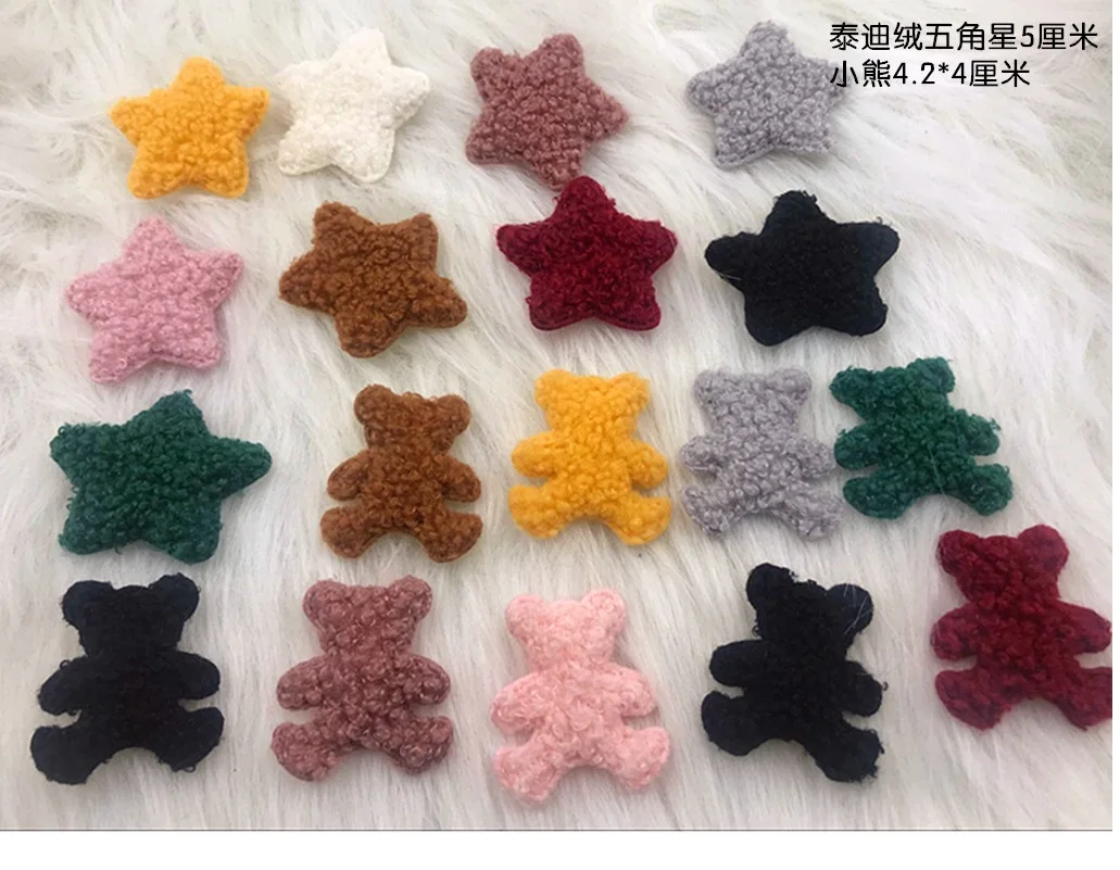 

30 шт. Тедди бархатная ткань паста DIY детская заколка для волос милый плюшевый пятиконечный Медведь звезда веревка для волос аксессуары мате...
