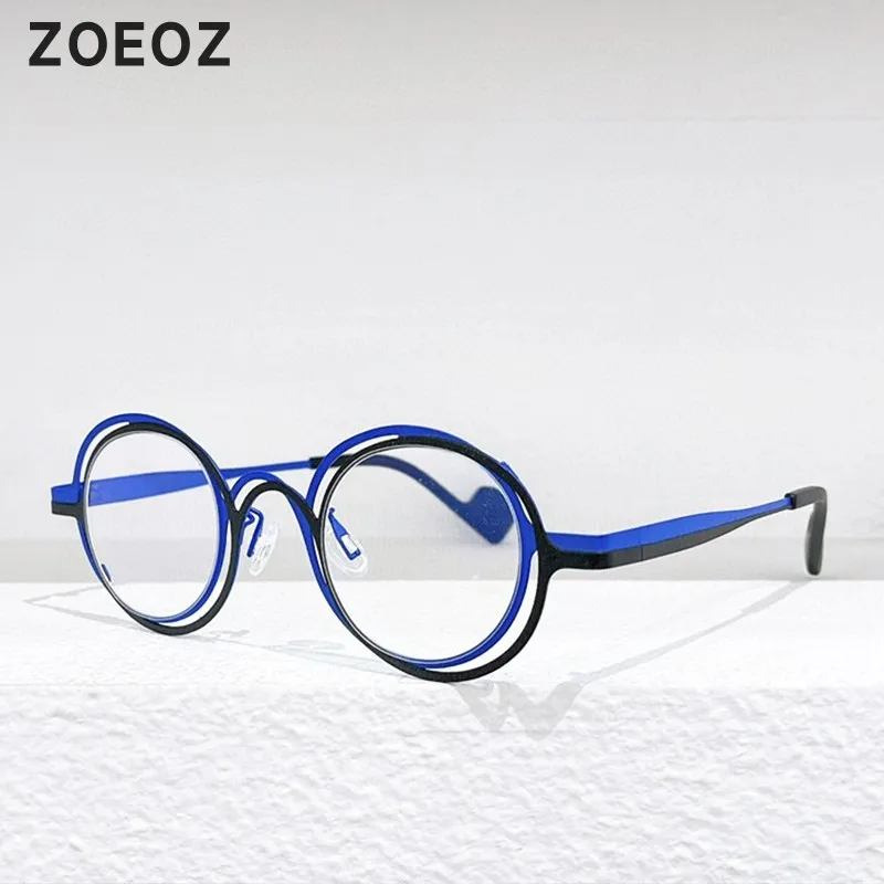 

Дизайнерские титановые очки с двойной круглой оправой, Женские оправы для очков при близорукости для мужчин, оптические очки для чтения с защитой от синего света