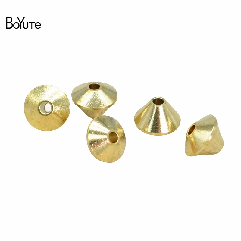 Оптовая продажа BoYuTe (100 шт./Лот) 4,5-5-6--7 мм, металлические латунные свободные бусины в форме НЛО для рукоделия, аксессуары для ювелирных изделий