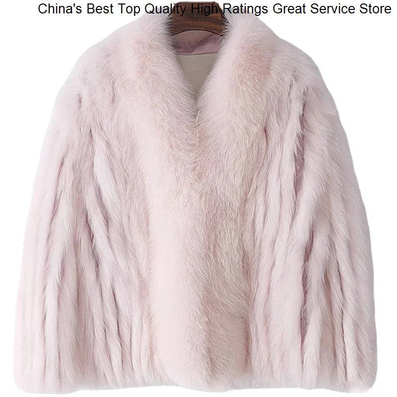 

Real Hwitex Winter Minimalist Women Fox Coat Ladies Luxury Trench fur Female Thick Knitted Fur Jacket HW1147