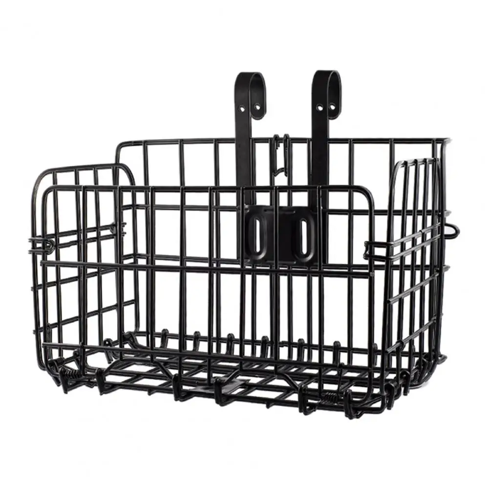 black metal bike basket