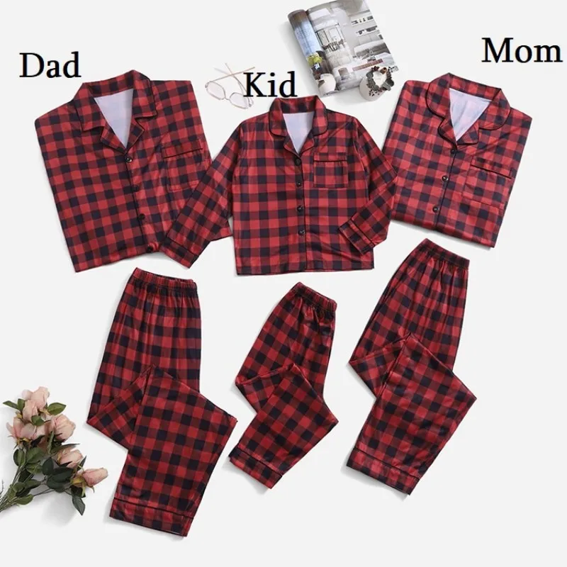 

Christmas Pajamas for Family Xmas Kids Sleepwear Plaid Long Sleeves Night Clothes Family Matching Outfit Christmas Pajamas