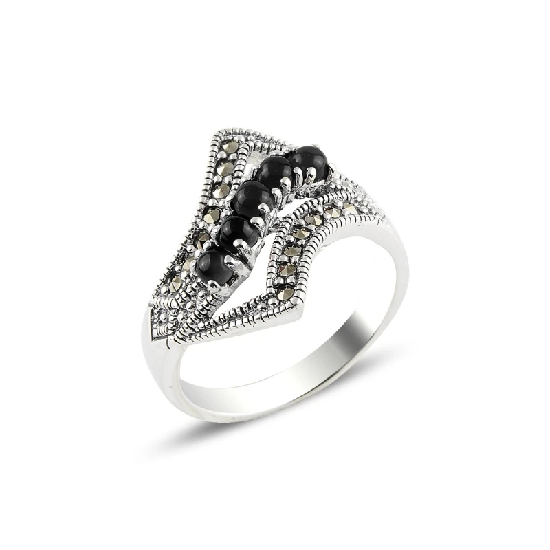 

Серебряное кольцо 925 пробы Onyx & Marcasite