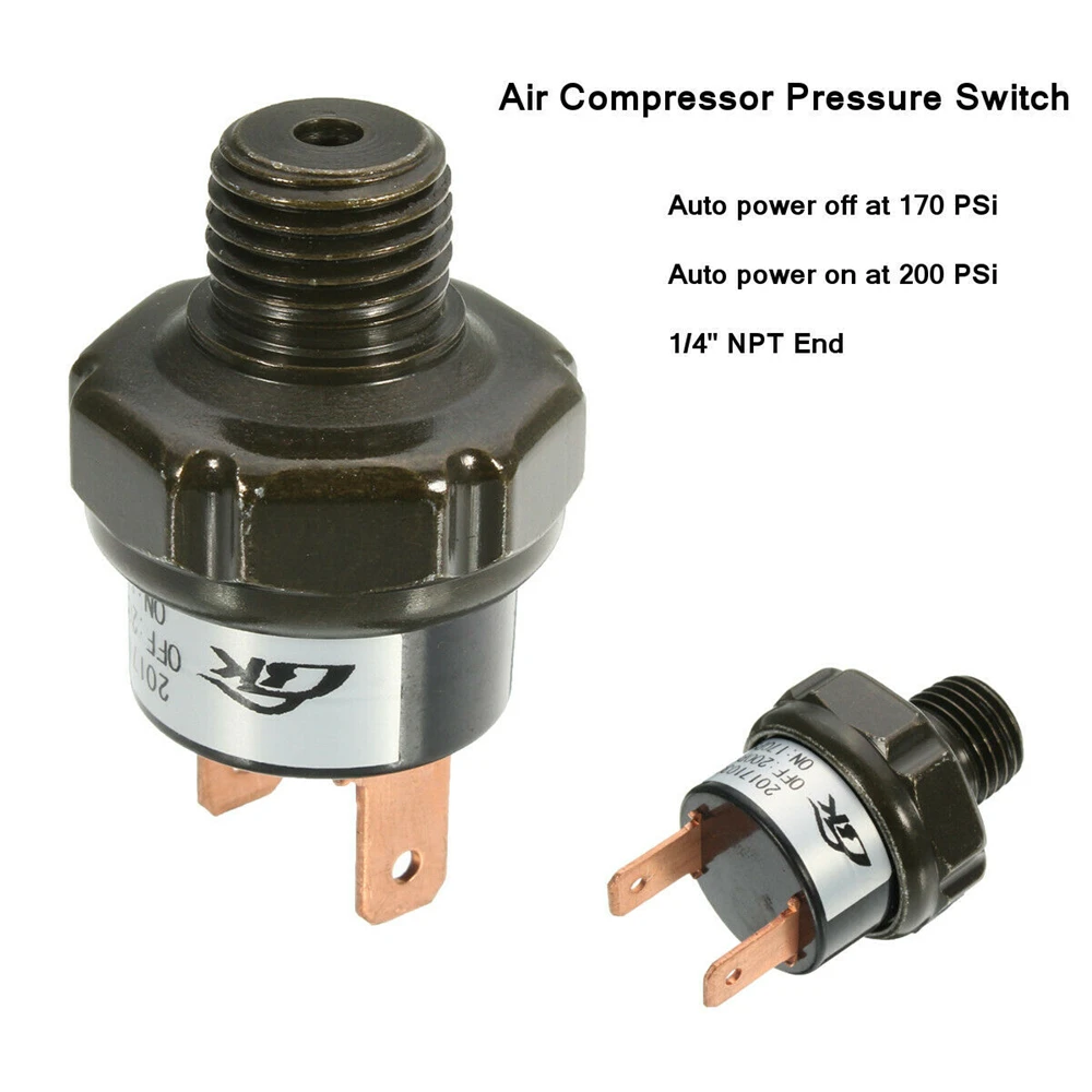 

Air Compressor Tank Pressure Switch 170 Psi On - 200 Psi Off Air Ride Suspension Lower Kits 45.5mm X 26.7mm Accessories