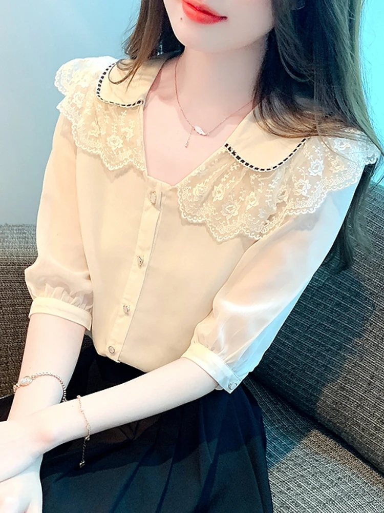 Летняя женская блузка с коротким рукавом модные женские блузки 2024 летняя