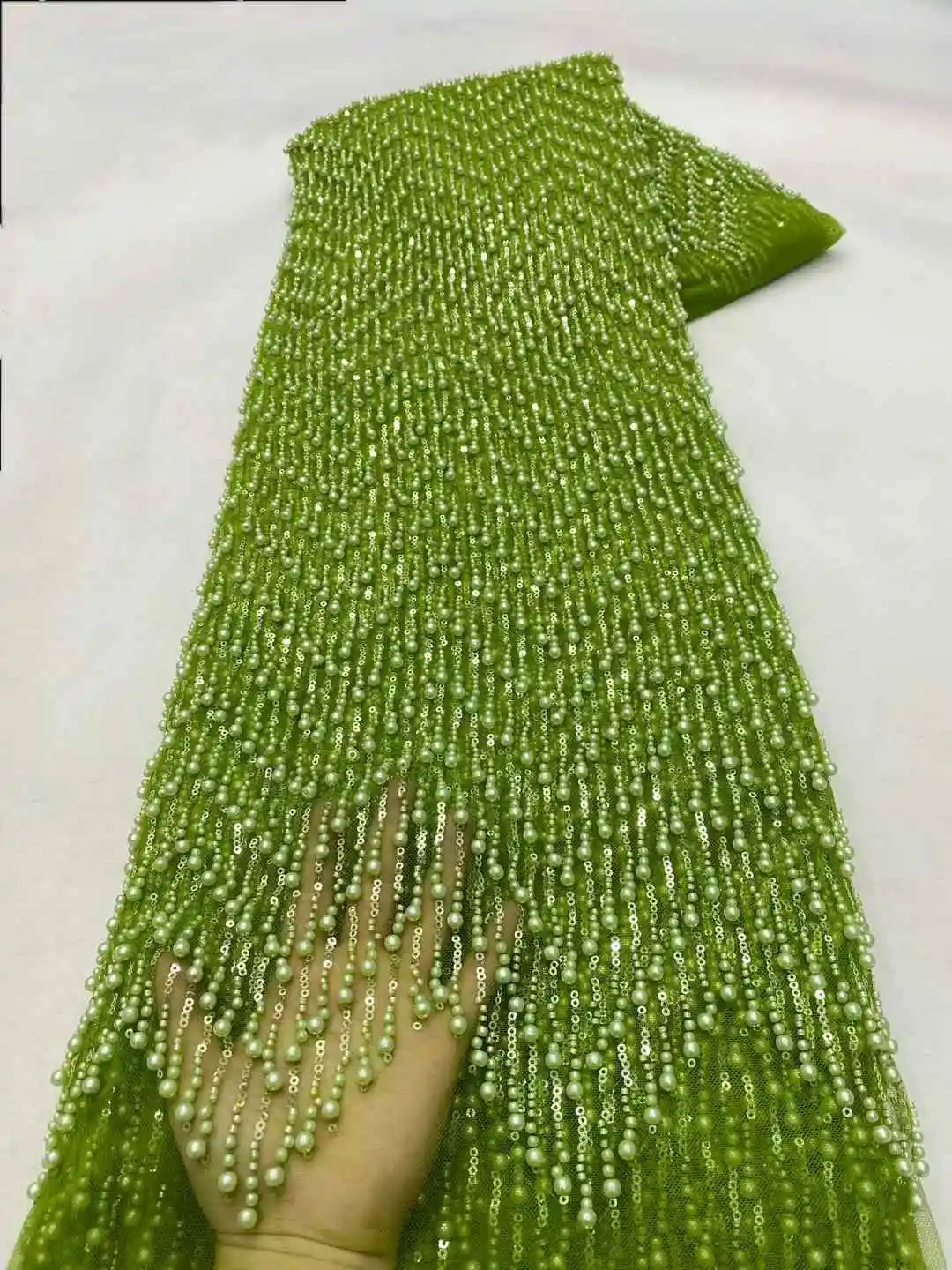 2025 роскошная кружевная ткань ручной работы расшитая бисером высокое качество