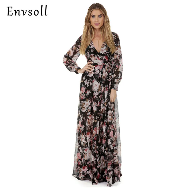 Длинное платье для беременных с цветочным принтом