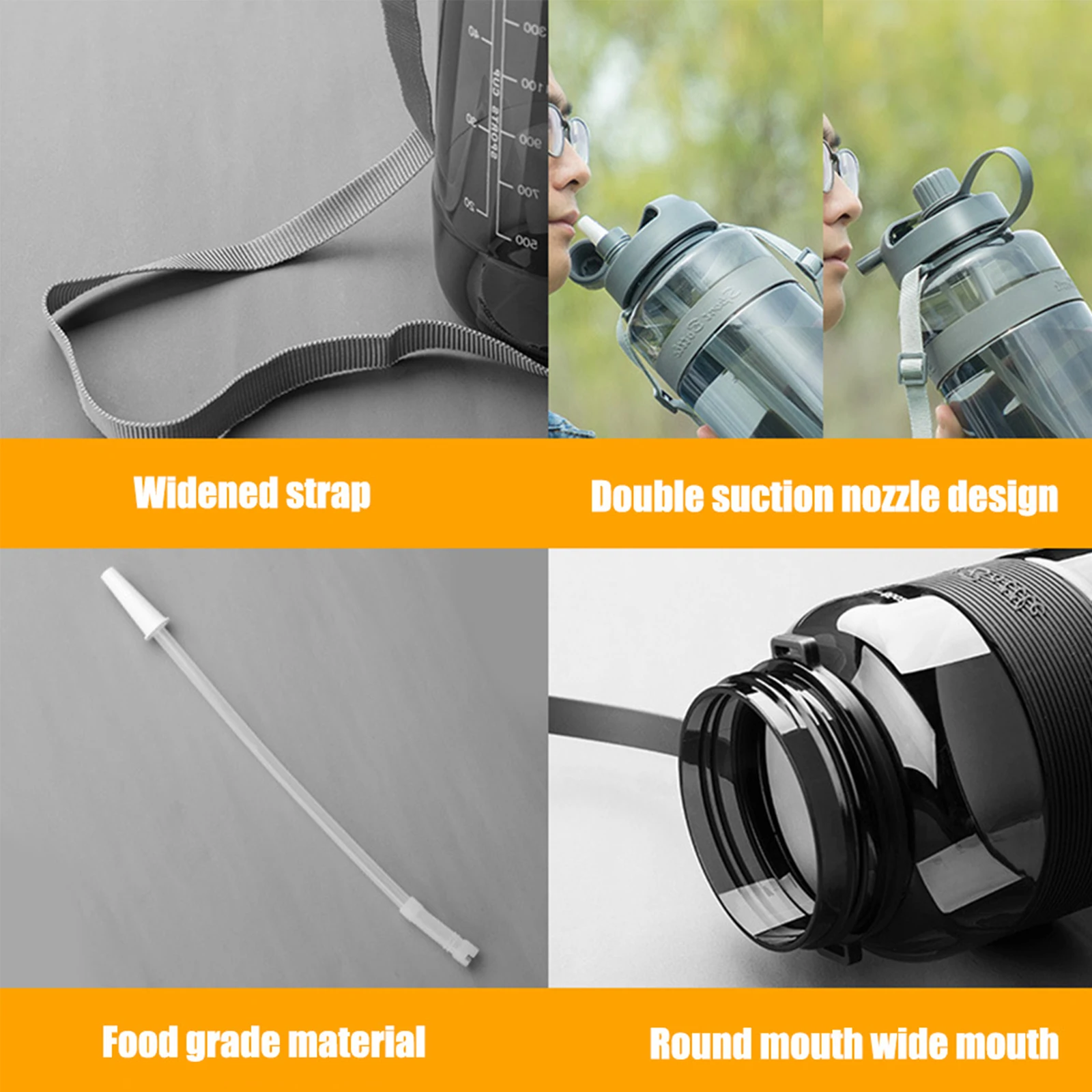 Спортивная бутылка для воды объемом 3 литра портативная чашка с соломинкой