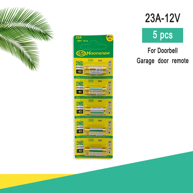 

5PCS Dry Cell 12V Alkaline Battery 23A E23A A23 23GA A23S GP23A V23GA For Doorbell,Garage door remote,Roller shutter,23A 12V