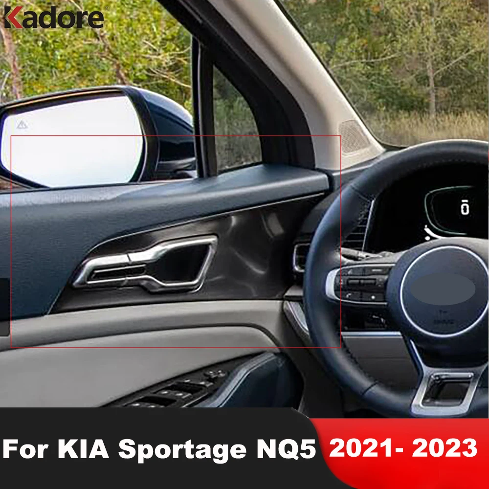 

For KIA Sportage NQ5 2021 2022 2023 Carbon Fiber Car Inner Door Handle Bowl Cover Trim Sticker Mouldings Interior Accessories