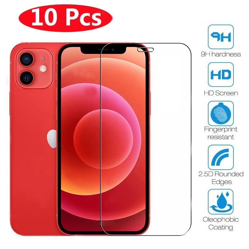 

10Pcs Full Cover Tempered Glass For iPhone 12 11 Pro XR X XS Max Screen Protector Film For iPhone 6 6s 7 8 Plus 5 5s SE 2020 4S