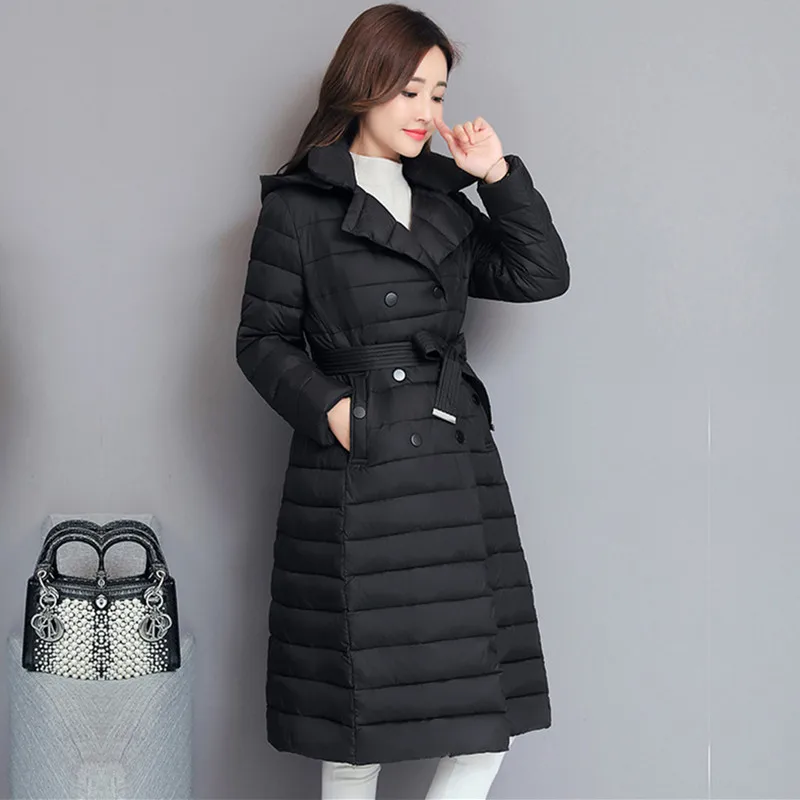 Winter Parkas Women New Down Cotton Padded Coat Middle Long Korean Middle-Aged Mother Hooded Jacket Manteau Femme Hiver L-3XL