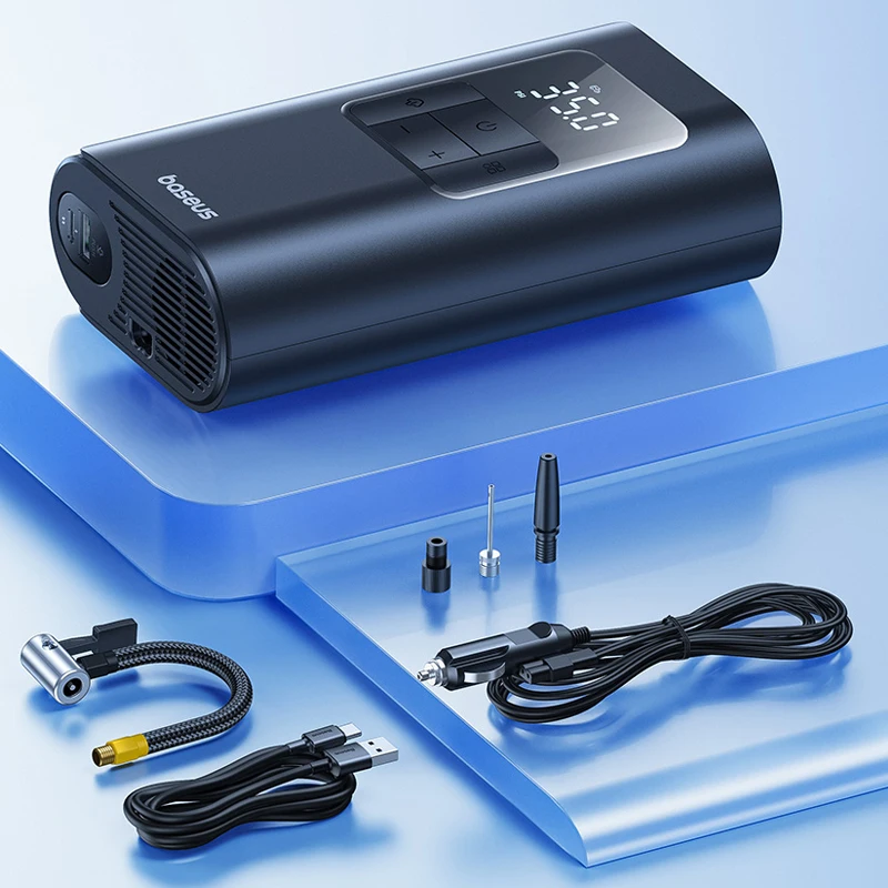 

Baseus 2 в 1 автомобильный воздушный насос проводной/беспроводной автомобильный воздушный компрессор съемный фонарик 6000 мАч внешний аккумулятор портативный насос для накачивания шин