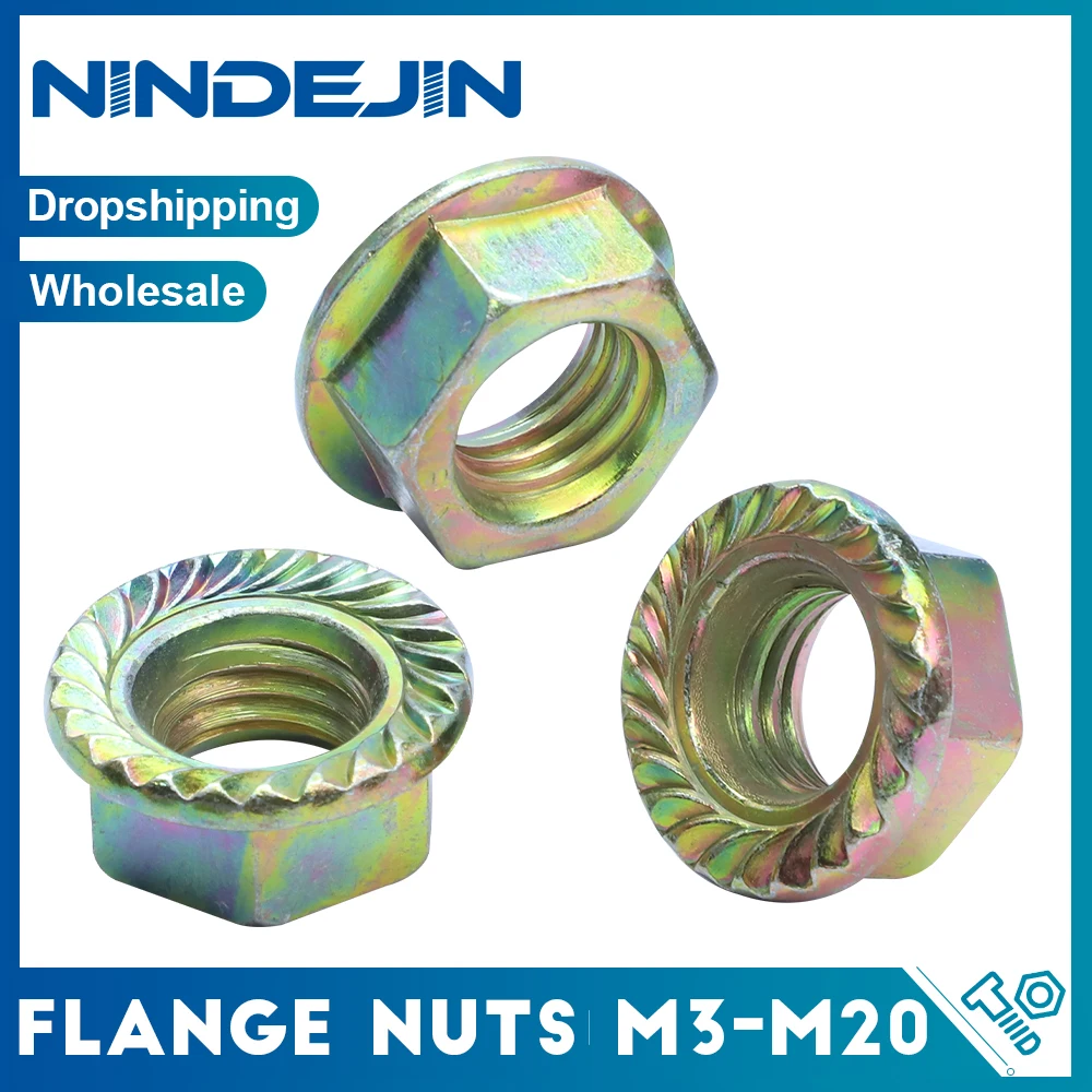

NINDEJIN Шестигранные фланцевые гайки M3-M20, цинковое покрытие