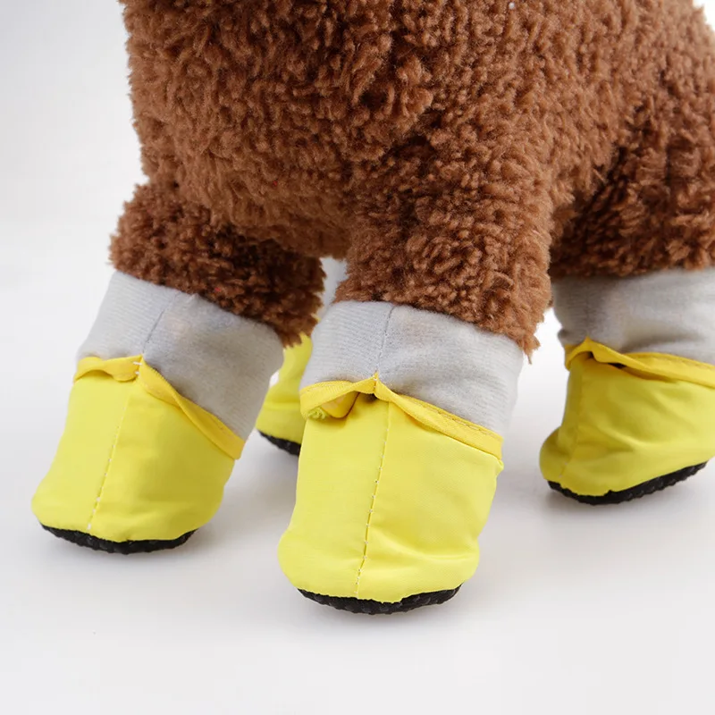 

4pcs/set Pet Dog Shoes Teddy Soft Bottom Rain Black Boots Autumn Winter Boots Dog Foot accessories Waterproof Medium Pet Shoes