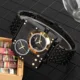 Square Personality Leisure Large Dial Men's Watch Double Time Zone Steel Band Quartz Watches Valentine's Day Gift for Boyfriend Other Image