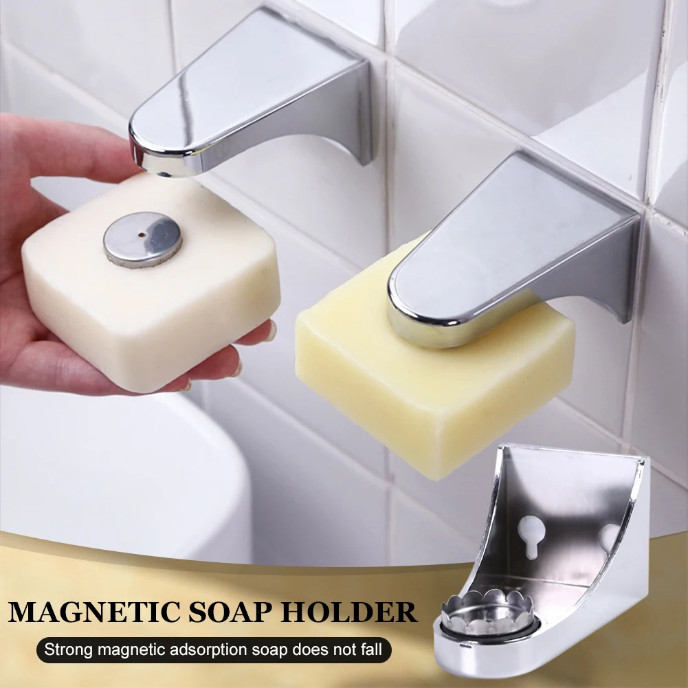 

Magnetic Soap Holder Self-Adhesive Wall Mount Soap Container Hanging Soap Organizer for Bathroom Easy to Install