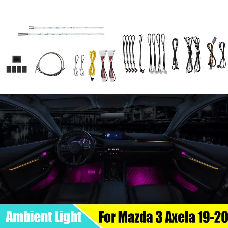 

64 Colors LED Ambient Light For Mazda 3 Axela 2017-2018 Button Control Decorative illuminated Atmosphere Lamp LED Strip