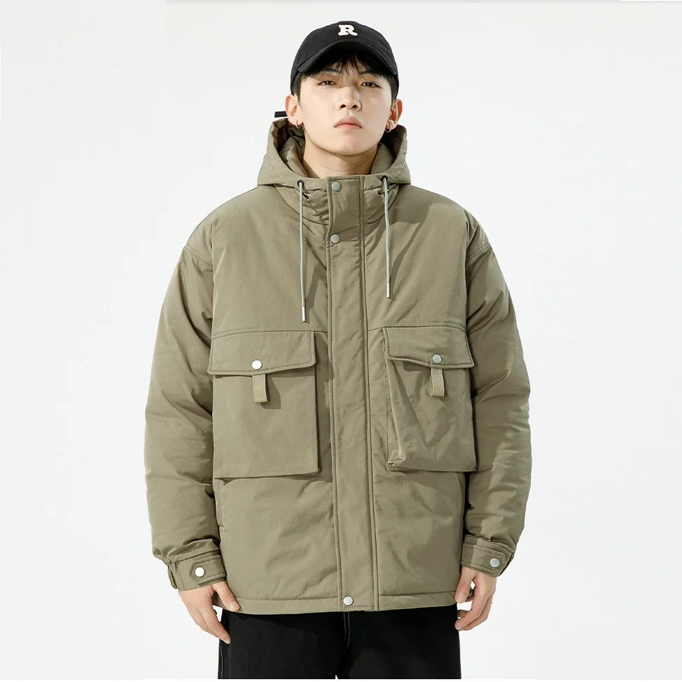 Japanese Retro Hooded Tooling Cotton Coat Men's Large Size Casual Winter Coat American Trend Thickening Warm Jackets