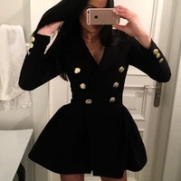 spring autumn new women 2021 fashion mini dresses club party sexy white black lapel v neck double breasted long sleeved dress