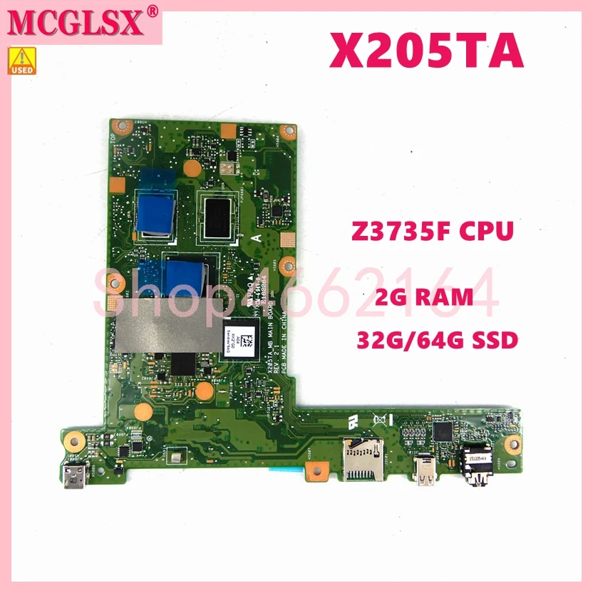 Материнская плата для ноутбука X205TA с ЦП Z3735F 2GB-RAM 32 ГБ/64 ГБ-SSD