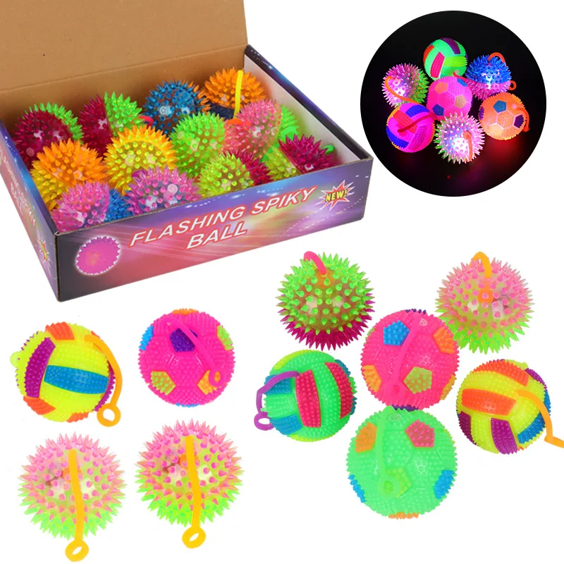 1PC Cartoon Light Up Glowing Hair Flash Ball Baby Elasticity Fun Toys Gifts Children Squeeze LED Anti Stress Toys Color Random
