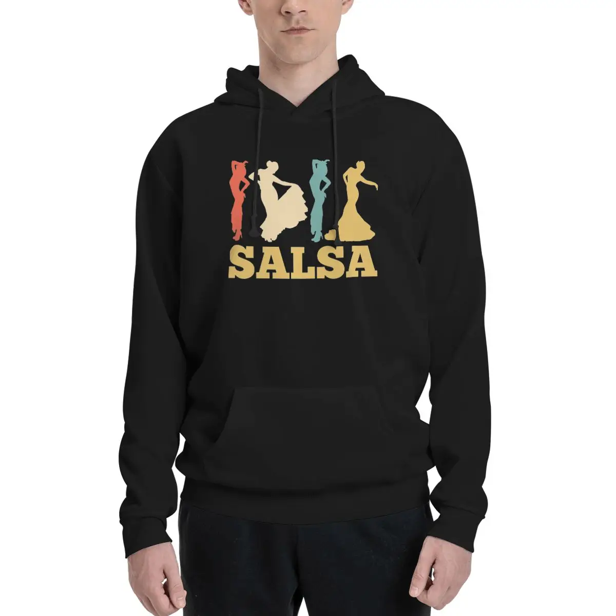 

Salsa Dancing Retro Polyester Hoodie Men's sweatershirt Warm Dif Colors Sizes