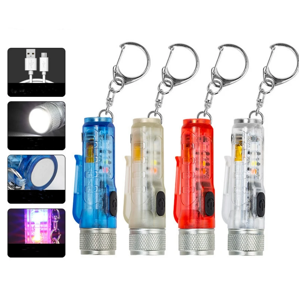 

Mini Keychain Flashlight LED USB Charging Magnetic Flashlamp Portable Waterproof High Power Camping Long Range Lighting Lantern