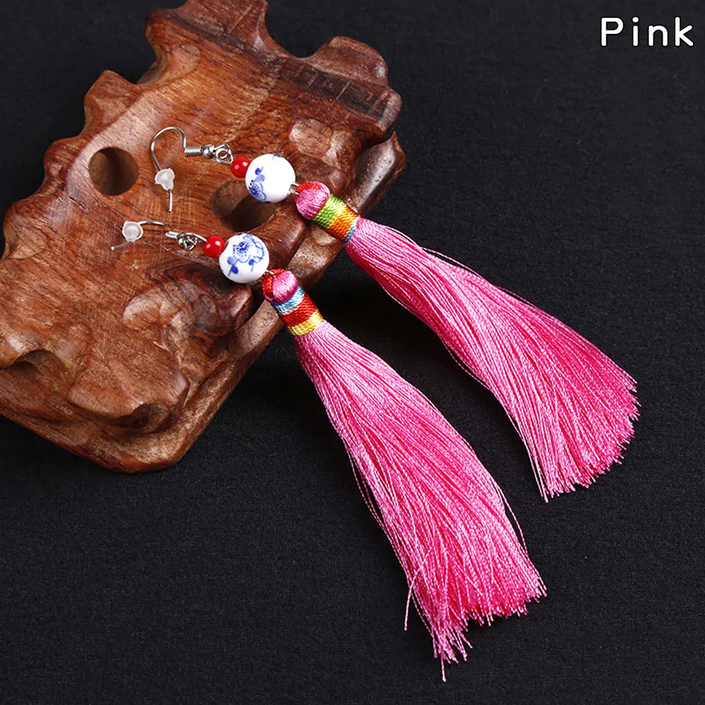 Andcool этнические Винтажные серьги трендовые 2024 с кисточками женские длинные для