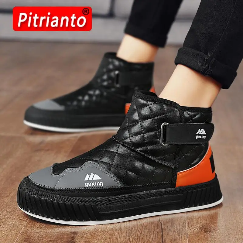 

Мужские зимние ботинки, теплые меховые зимние мужские ботинки, Нескользящие повседневные ботинки, плюшевые мужские ботинки на платформе