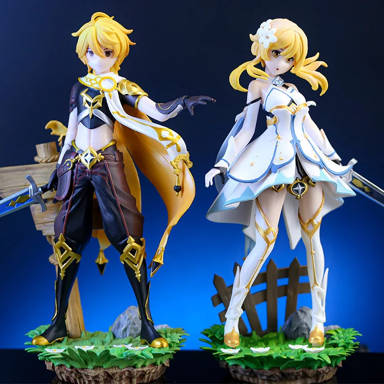 

High Quality Game Genshin Impact Lumine & Aether 25cm Action Figures Toys
