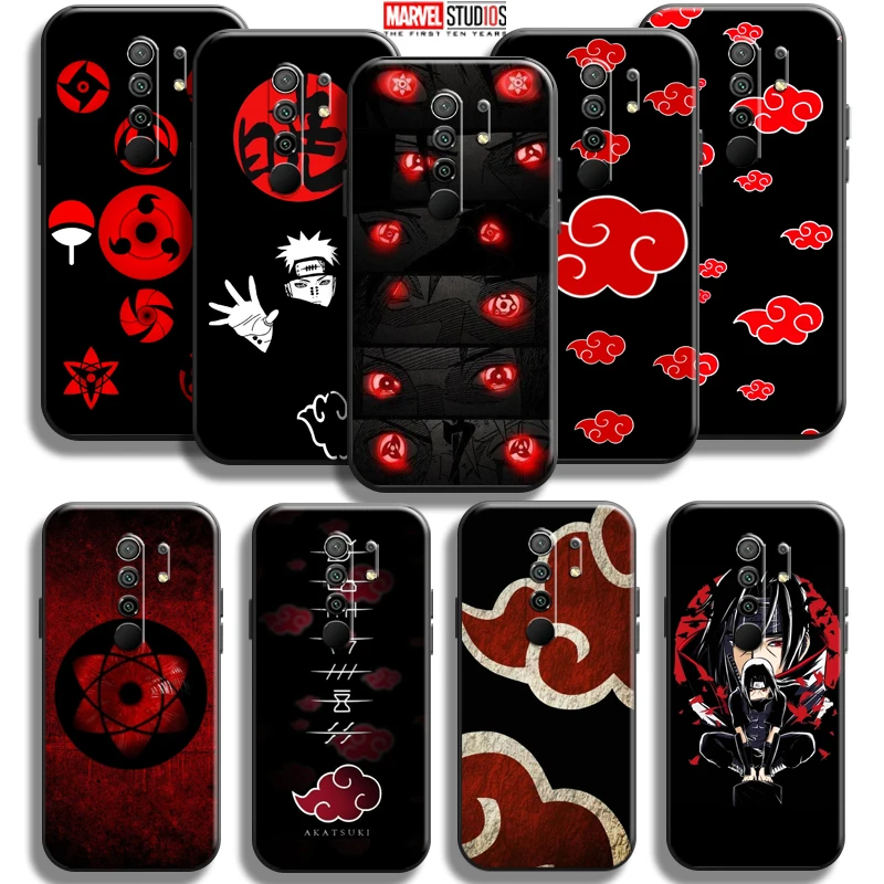 

Uchiha Itachi Sharingan Akatsuki Phone Case 6.53 Inch For Xiaomi Redmi 9 Phone Case Black Liquid Silicon Coque Soft