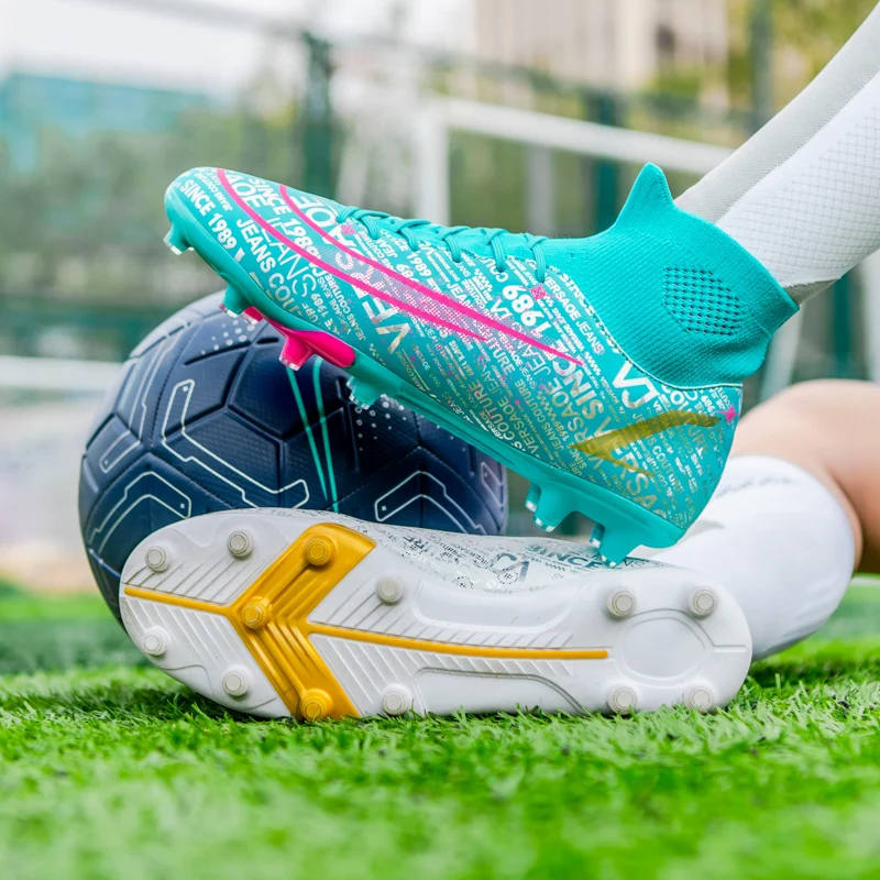 2023New Soccer Shoes Men Quality FG/TF Football Boots High Ankle Grass Cleats Training Match Sneakers Kids Non-slip Professional