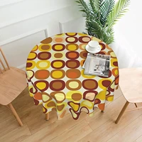 retro mid century geometric round tablecloth thicken desk cloth washable table cover table cloth for kitchen daily dinning party