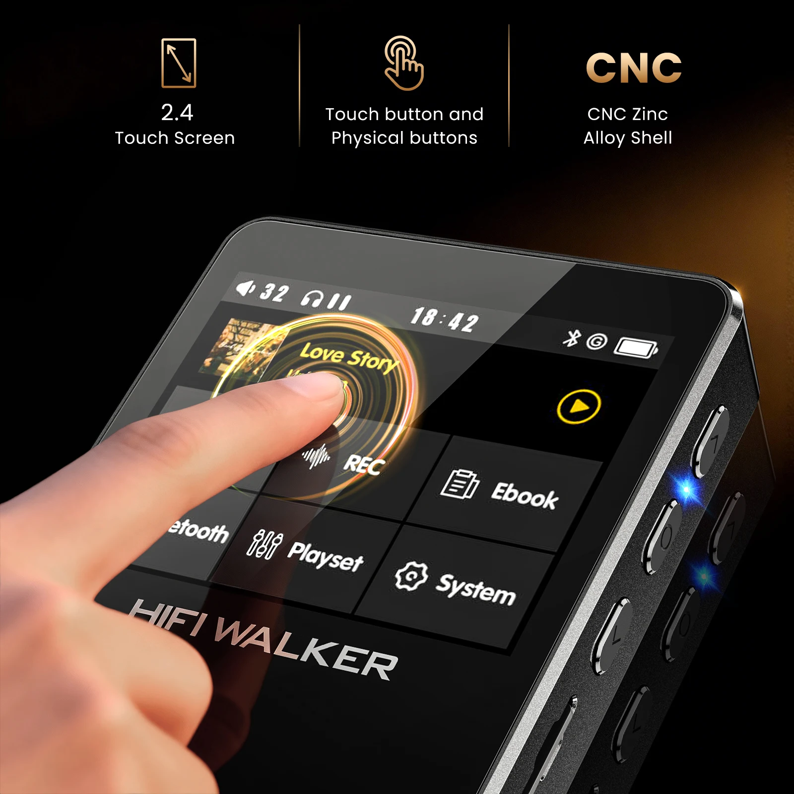 HiFi Walker H2Touch Hi-Res музыкальный плеер MP3 с сенсорным экраном, USB DAC, HIFI, FLAC, DSD128, Bluetooth 5.2, 64 ГБ (до 512 ГБ) (art.: 3920d99fb0274) - 3920d99fb0274