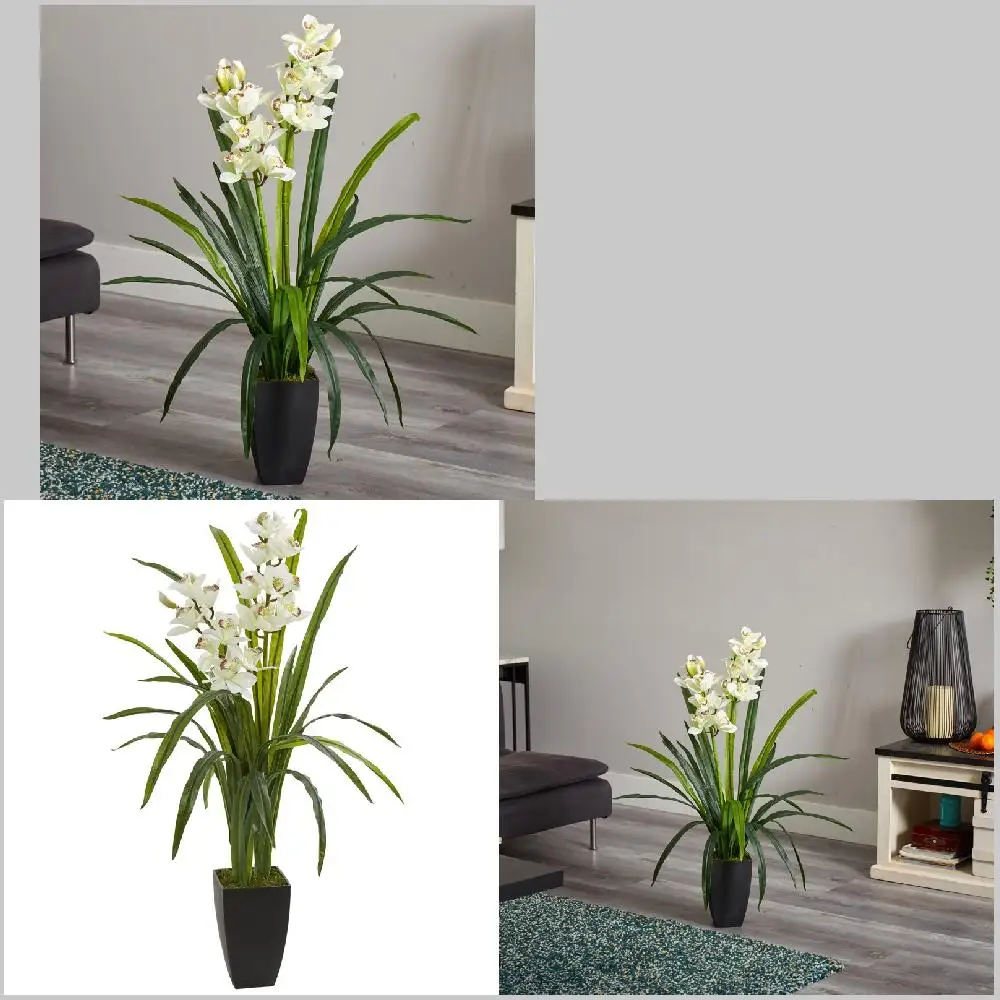 

Luxurious White Plastic Artificial Cymbidium Orchid Plant - Perfect Home Decor