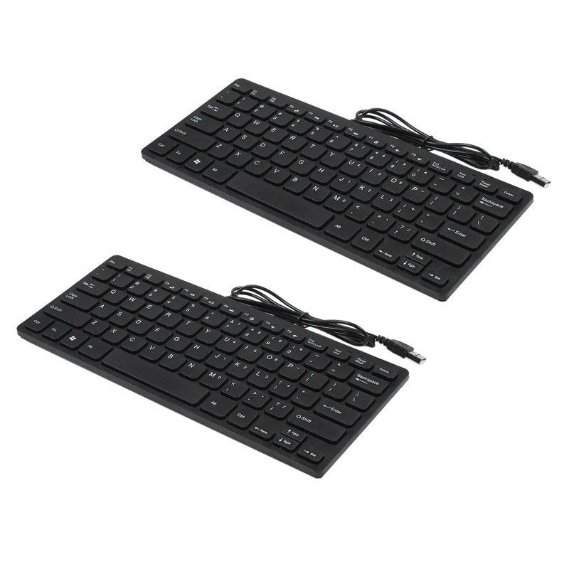 

2X Wire Keyboard Ultra-Thin Quiet Small Size 78 Keys Mini Multimedia USB Keyboard For Laptop Pc