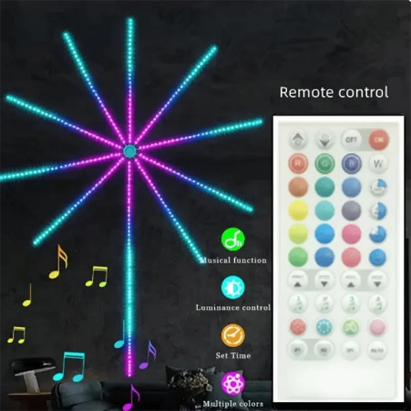 Фото Светодиодная лента RGB, фестивальный фейерверк, стиль с управлением звуком для свадеб, рождественских вечеринок, фотосессий №4